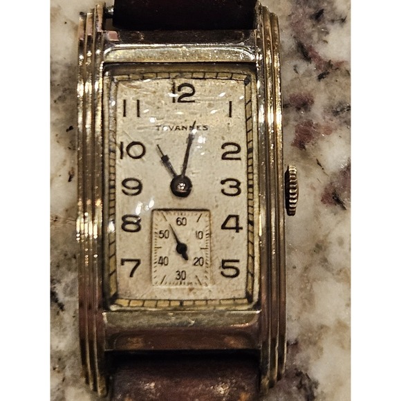 Tavannes Accessories - Vintage‎ Tavannes Art Deco Watch Shock Gold Tone Clamshell Case Needs Service